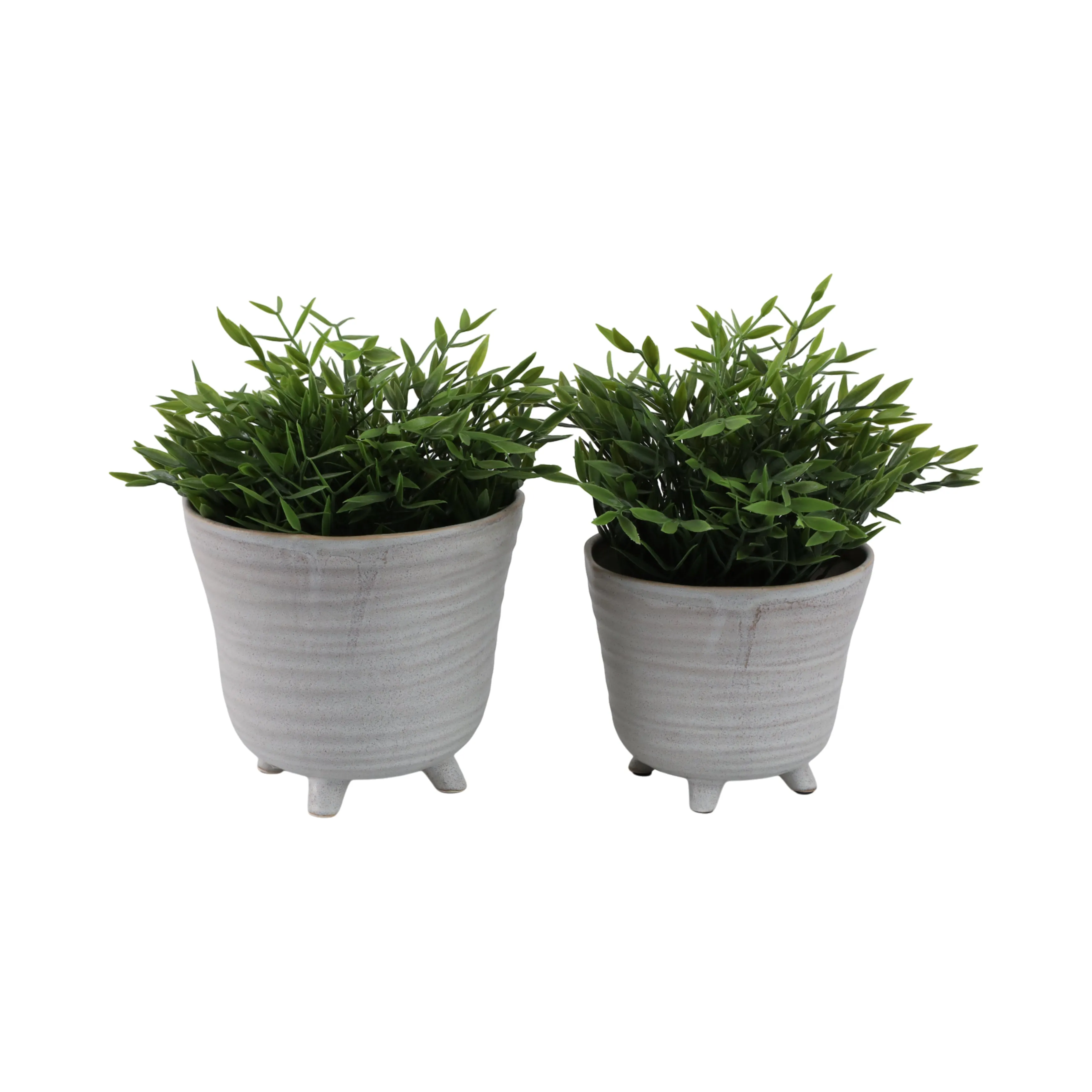 S/2 6/7" Organic Footed Planters, Ivory