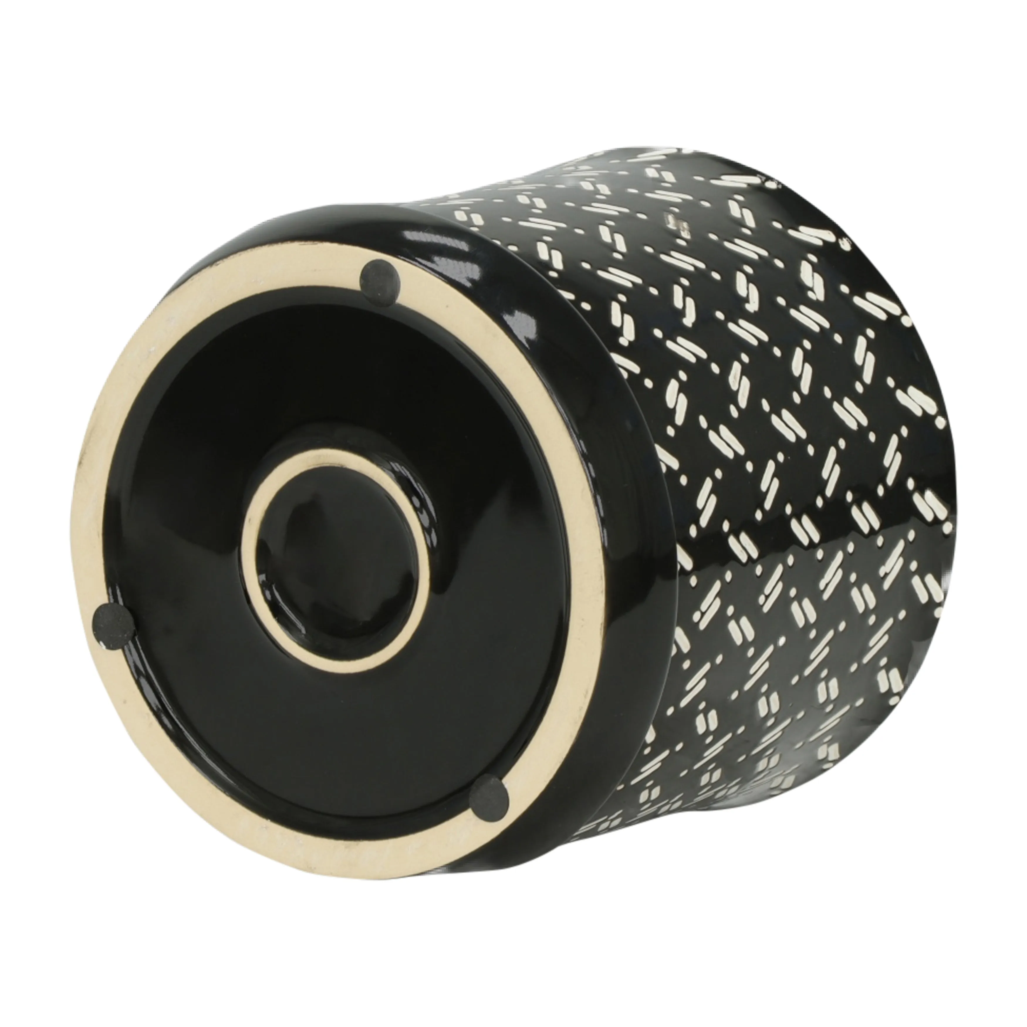 S/2 6/8" DOTS PLANTER W/ SAUCER, BLACK