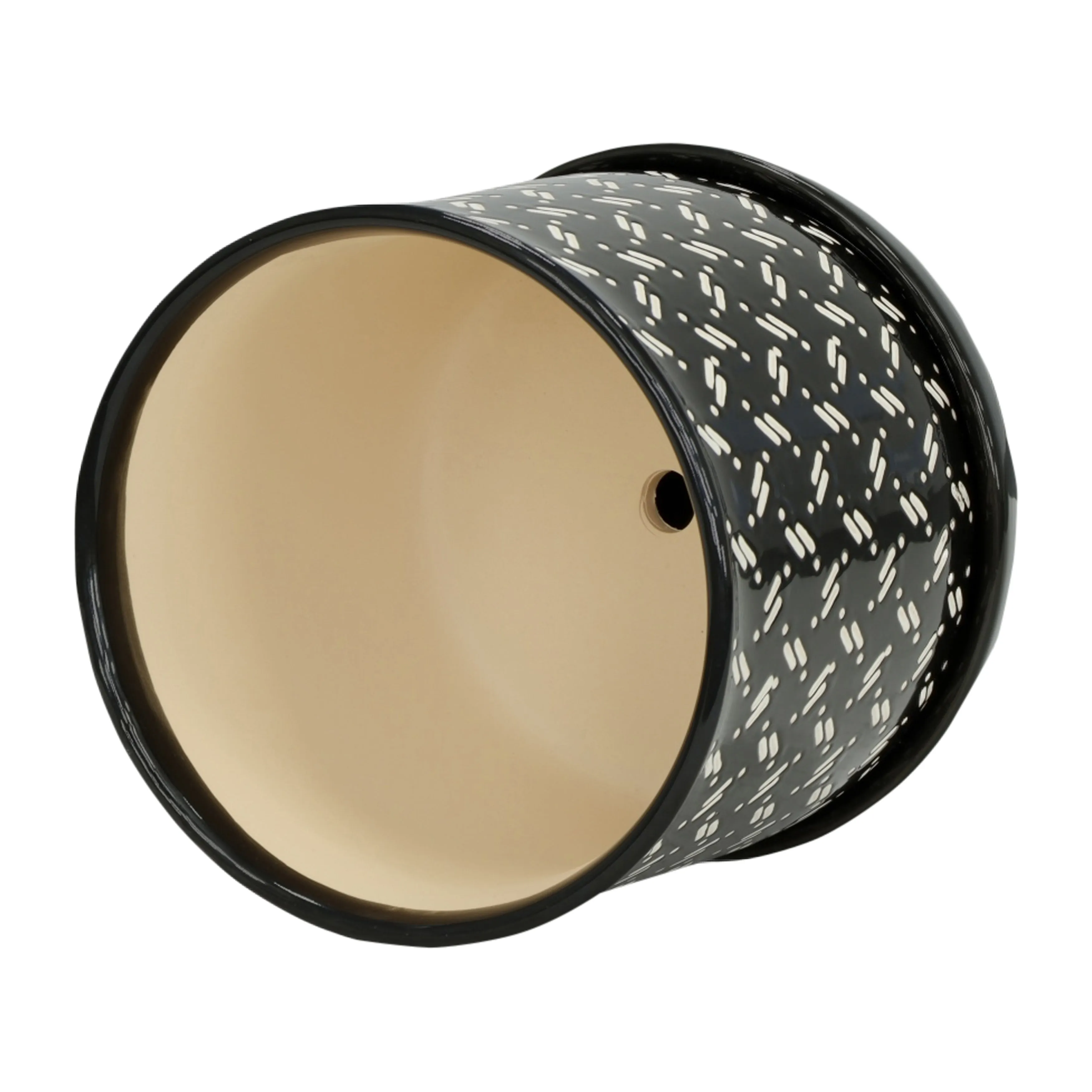 S/2 6/8" DOTS PLANTER W/ SAUCER, BLACK