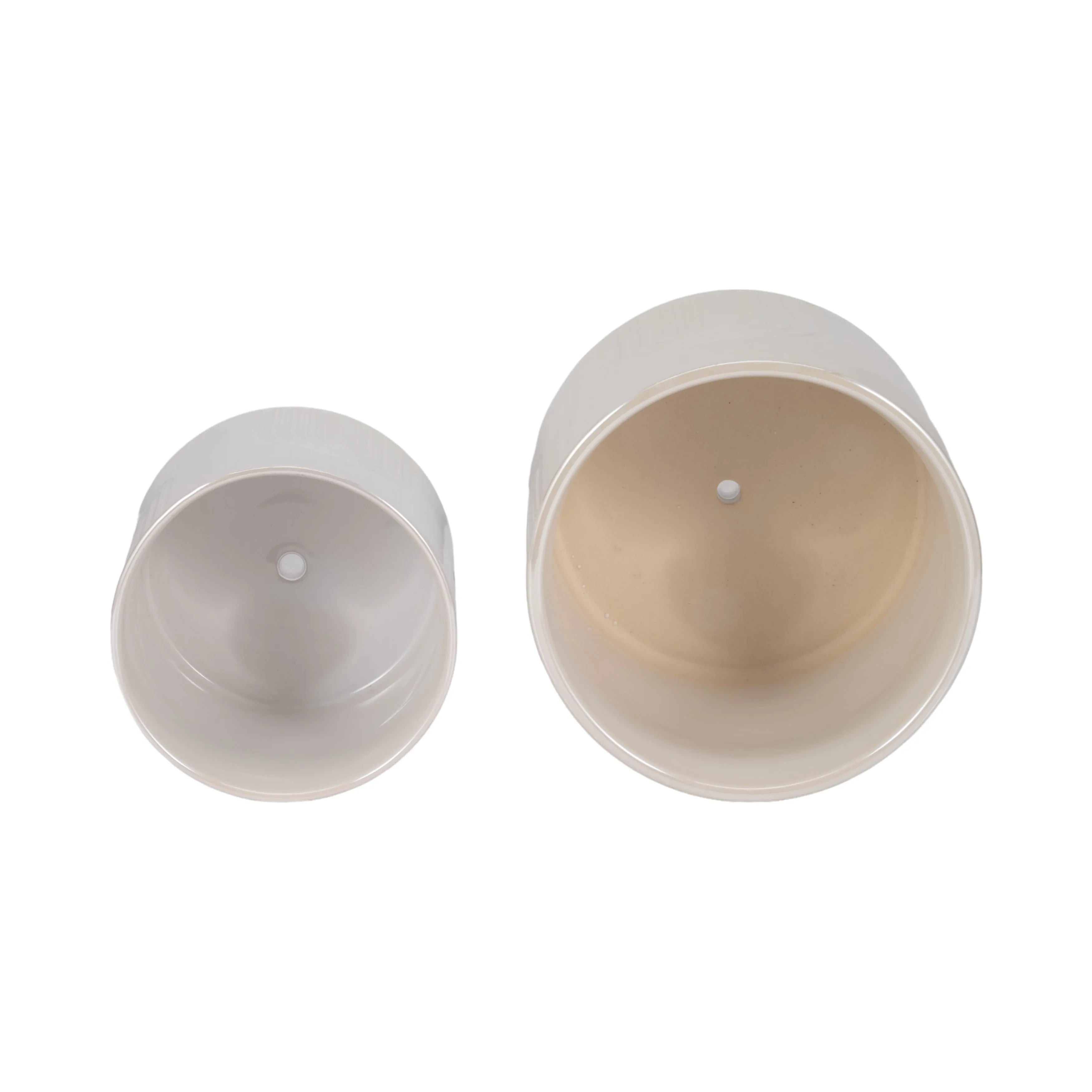 S/2 6/8" Iridescent Bravais Footed Planters, Ivory