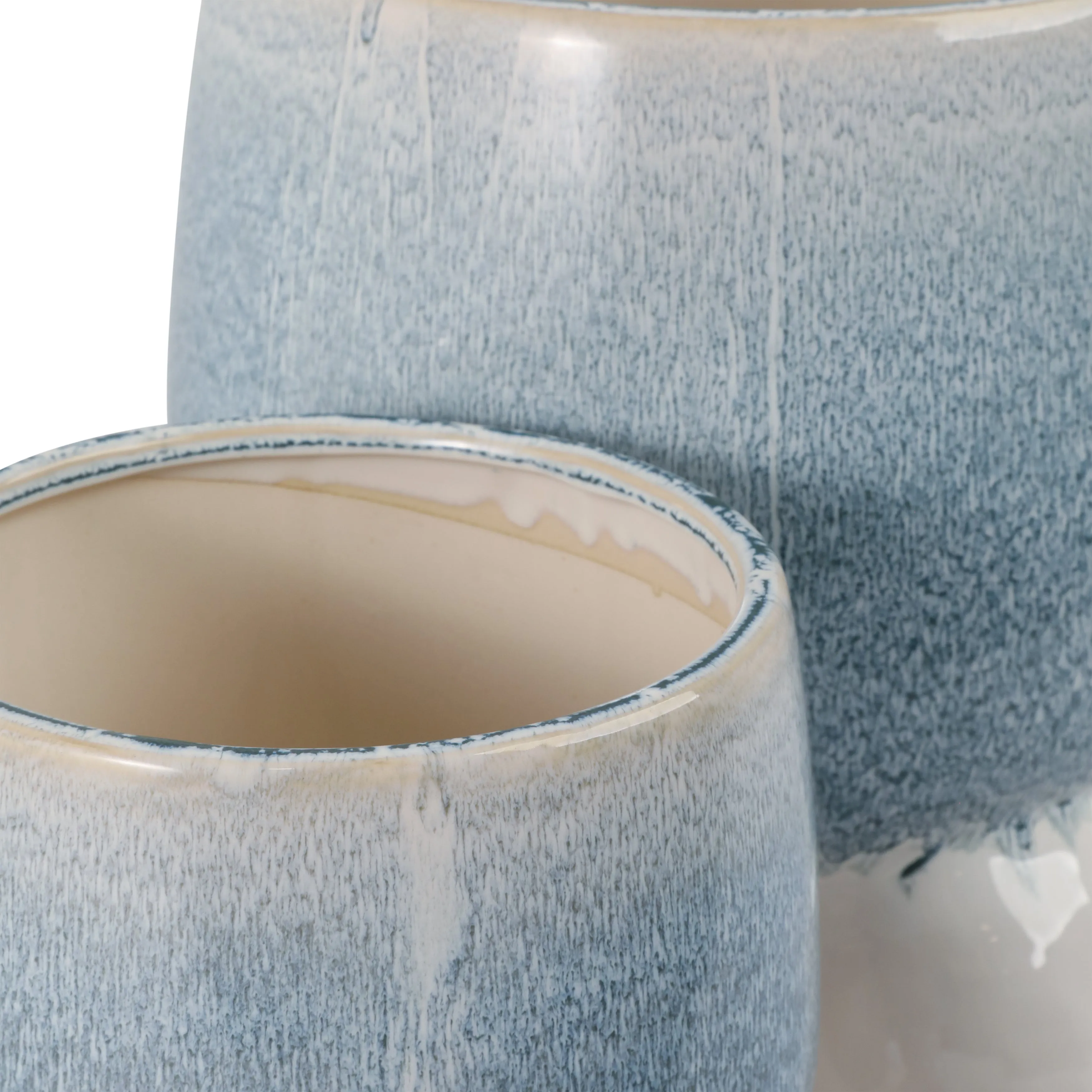 S/2 8/11" Knobby Footed Planters, Blue/white