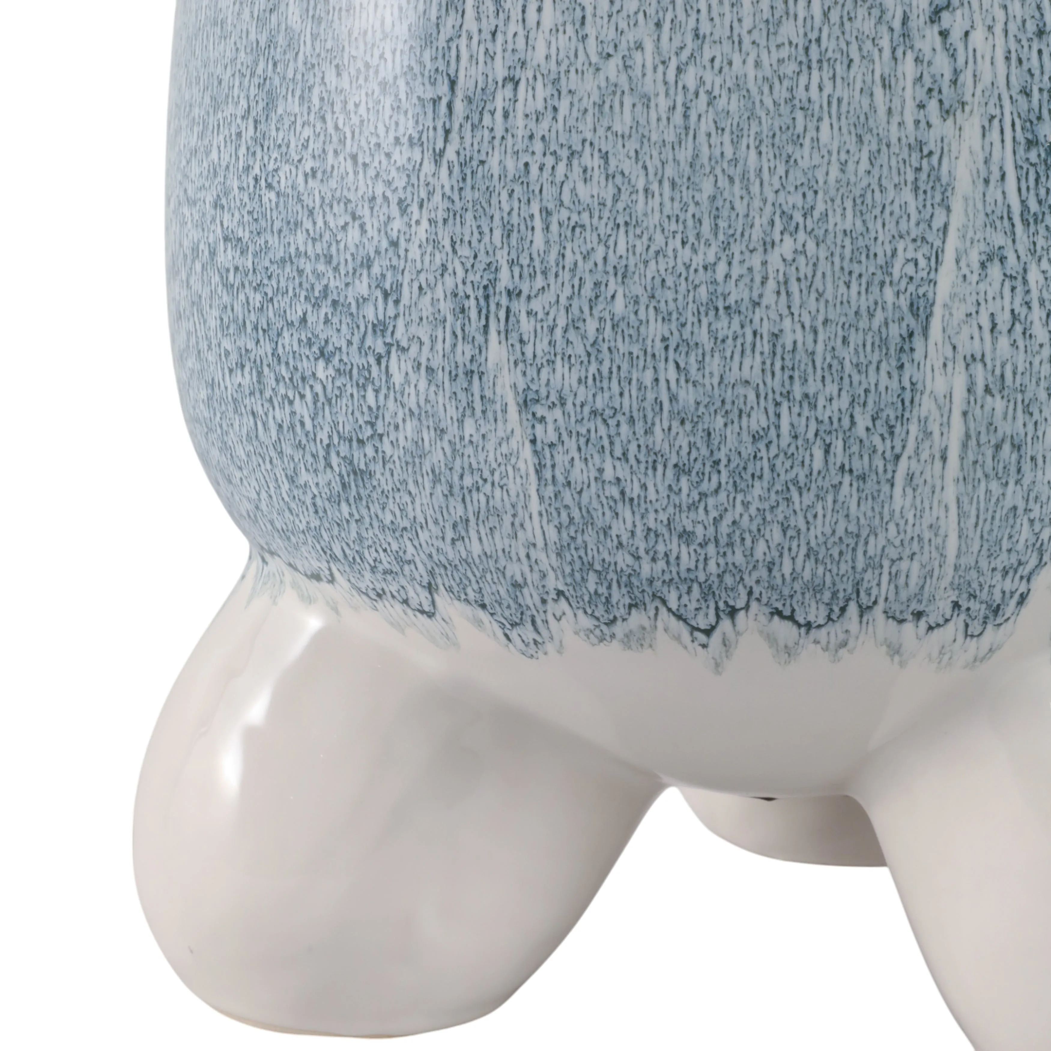 S/2 8/11" Knobby Footed Planters, Blue/white