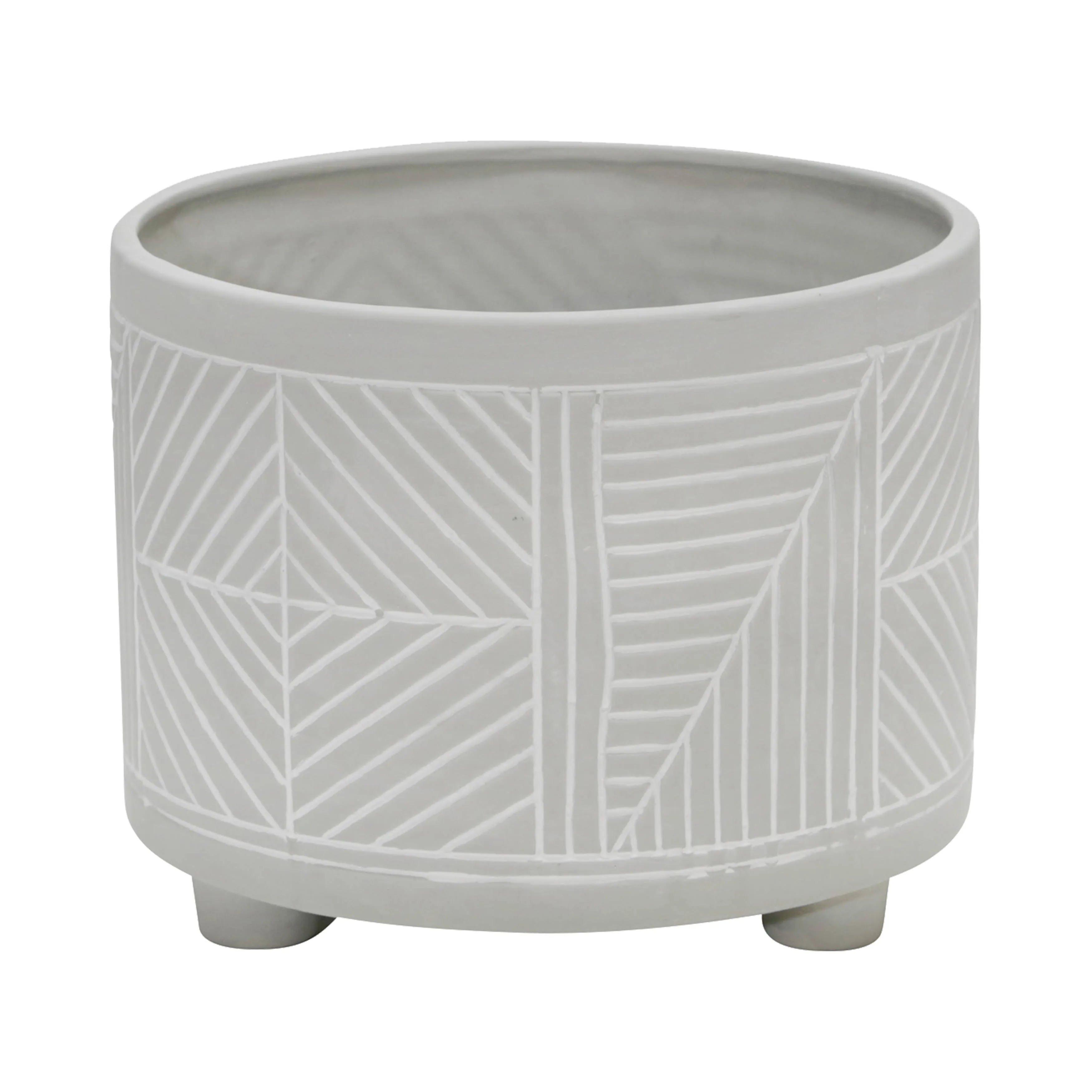 S/2 CERAMIC DIAMOND FOOTED PLANTER 10/12", GRAY