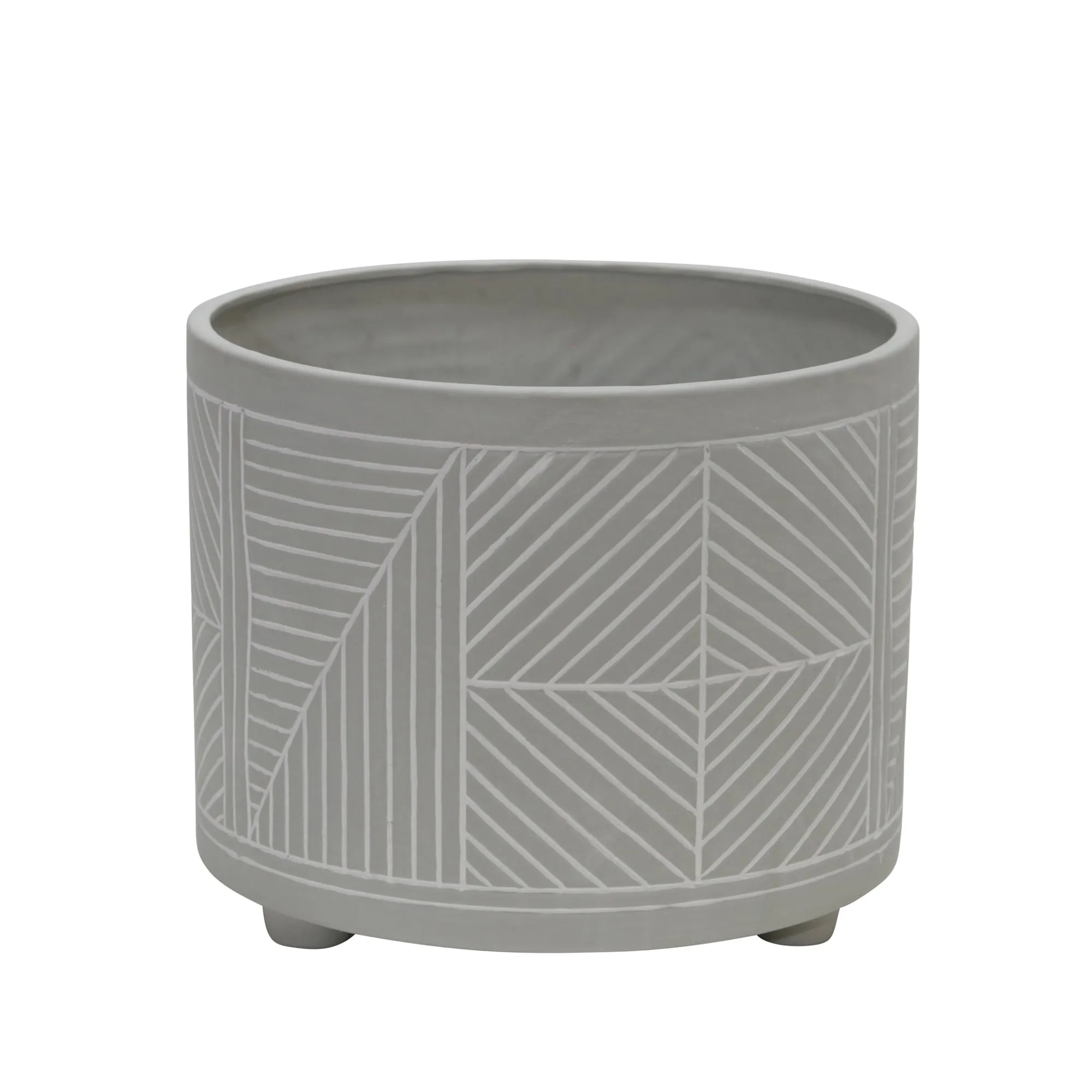 S/2 CERAMIC DIAMOND FOOTED PLANTER 10/12", GRAY