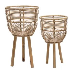 S/2 WICKER PLANTERS 10/12", NATURAL