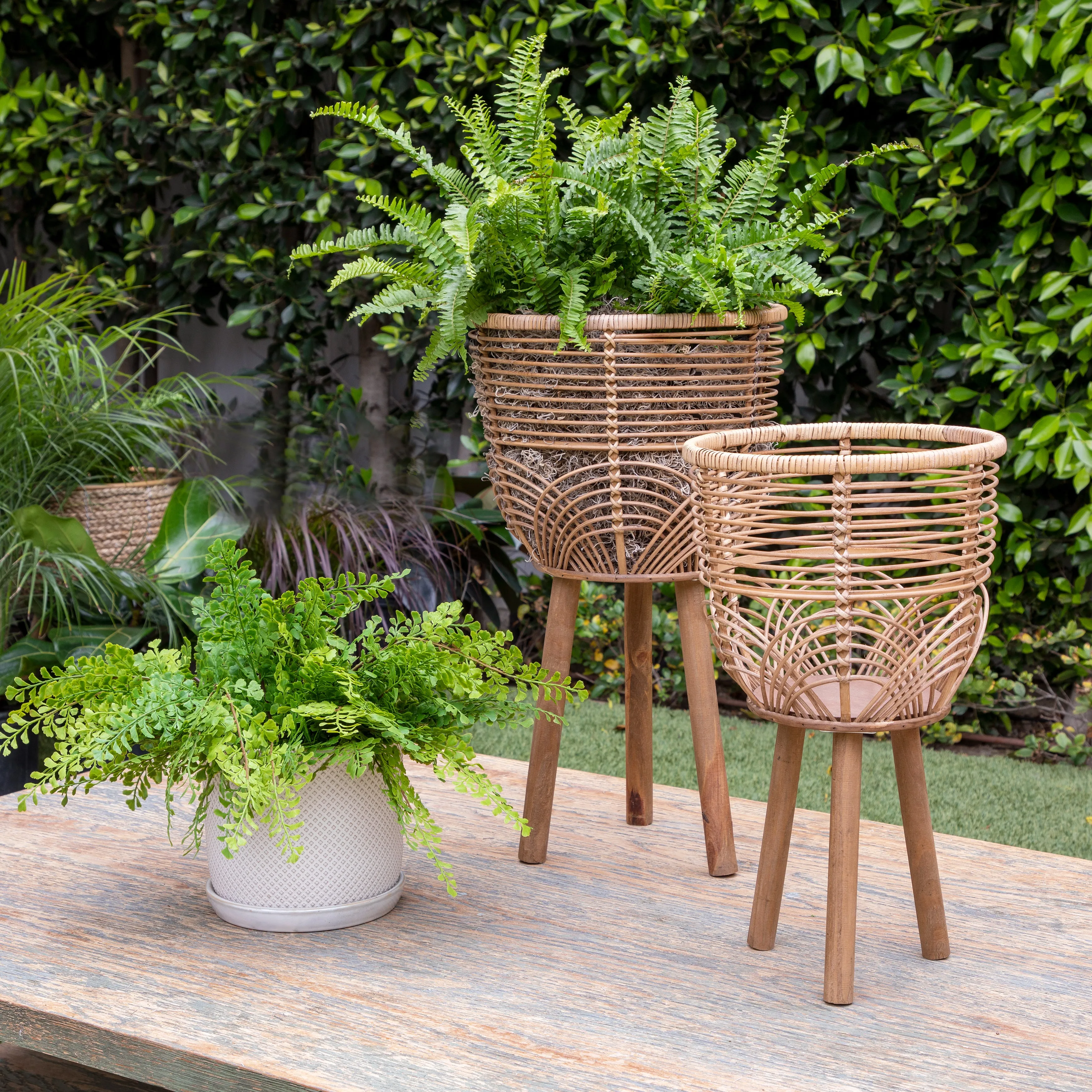 S/2 WICKER PLANTERS 10/12", NATURAL