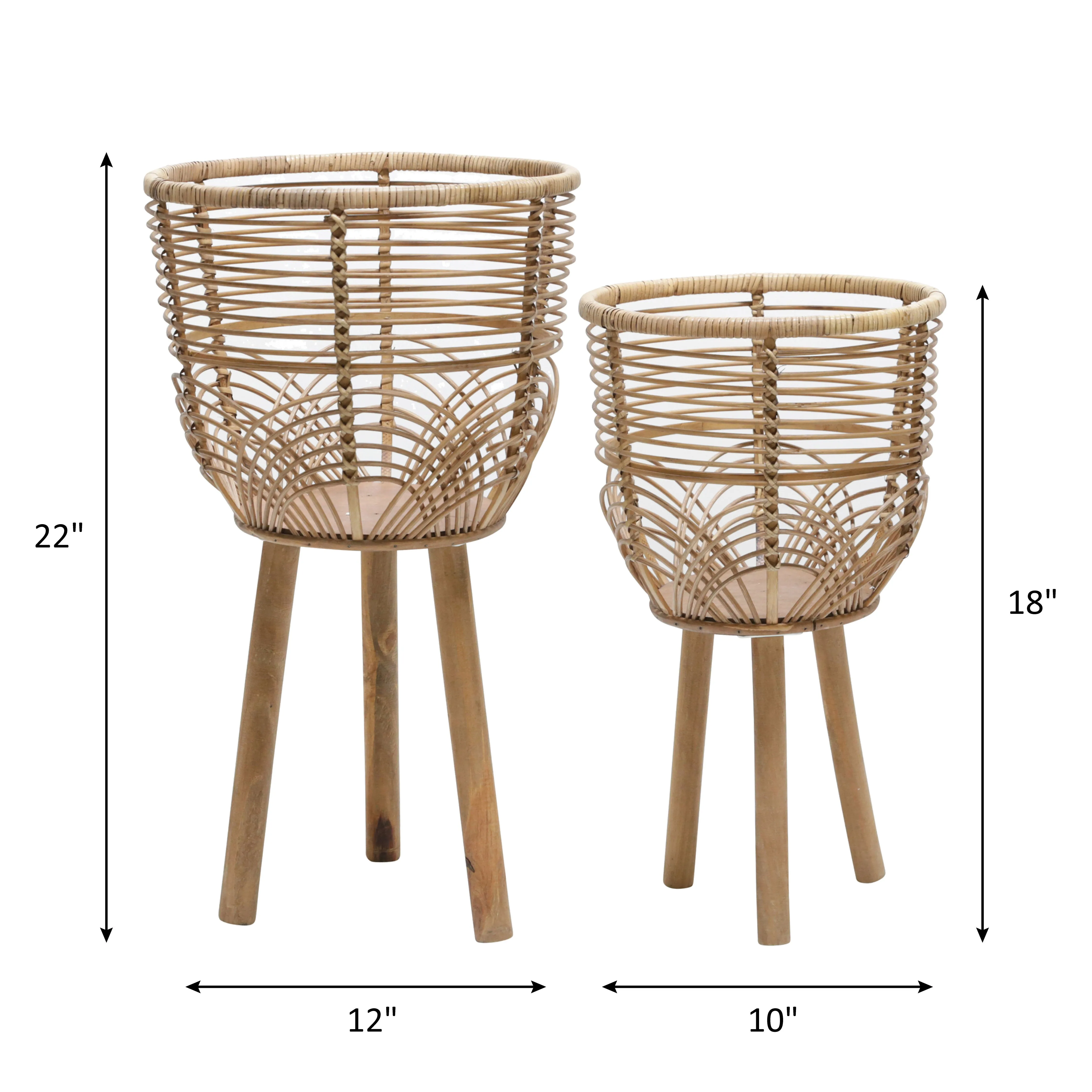 S/2 WICKER PLANTERS 10/12", NATURAL