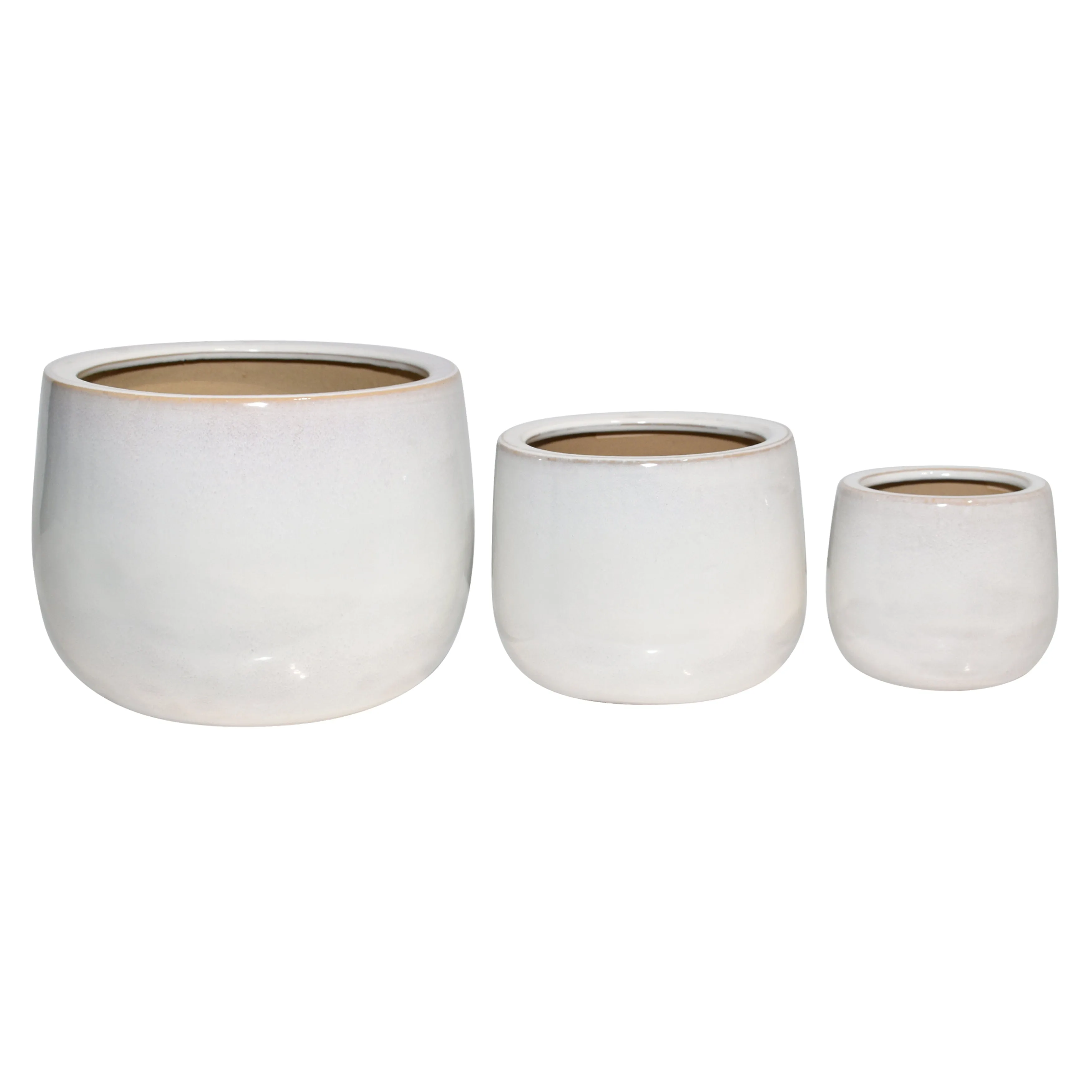 S/3 6/9/11" Reactive Ombre Planters, Ivory