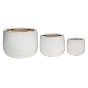 S/3 6/9/11" Reactive Ombre Planters, Ivory