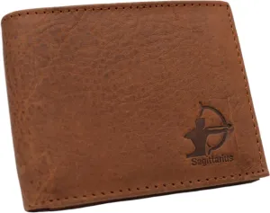 Sagittarius Rfid Blocking Men'S Real Leather Bifold Trifold Zodiac Sign Logo Wallet (Trifold) Trending Hot Deal Grab It Now