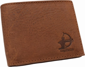 Sagittarius Rfid Blocking Men'S Real Leather Bifold Trifold Zodiac Sign Logo Wallet (Trifold) Trending Hot Deal Grab It Now