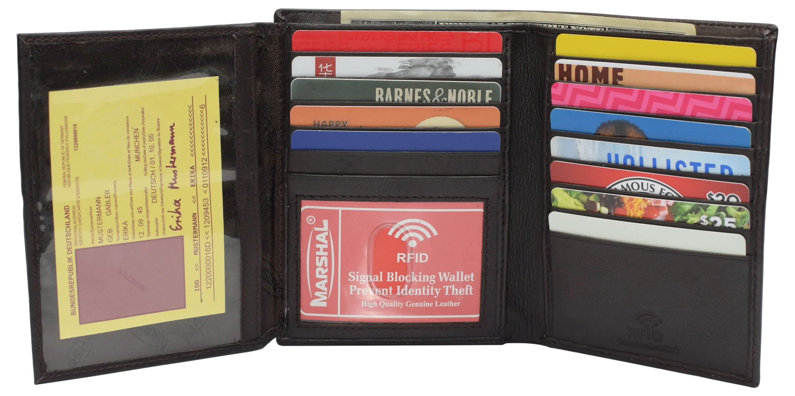 Rfid Blocking Men'S Hipster Bifold Wallets For Men Genuine Leather European Large Billfold Wallet Flash Sale Alert Limited Offer Alert