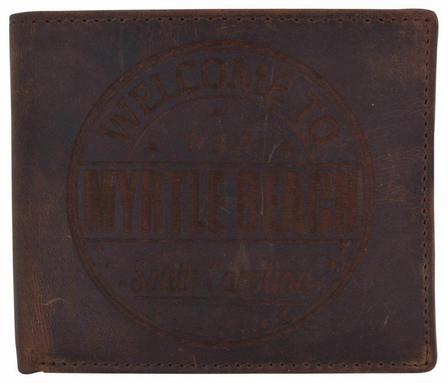 Weekend Specials Bifold Mens Rfid Cowhide Leather Myrtle Beach Flap Card/Id Wallet