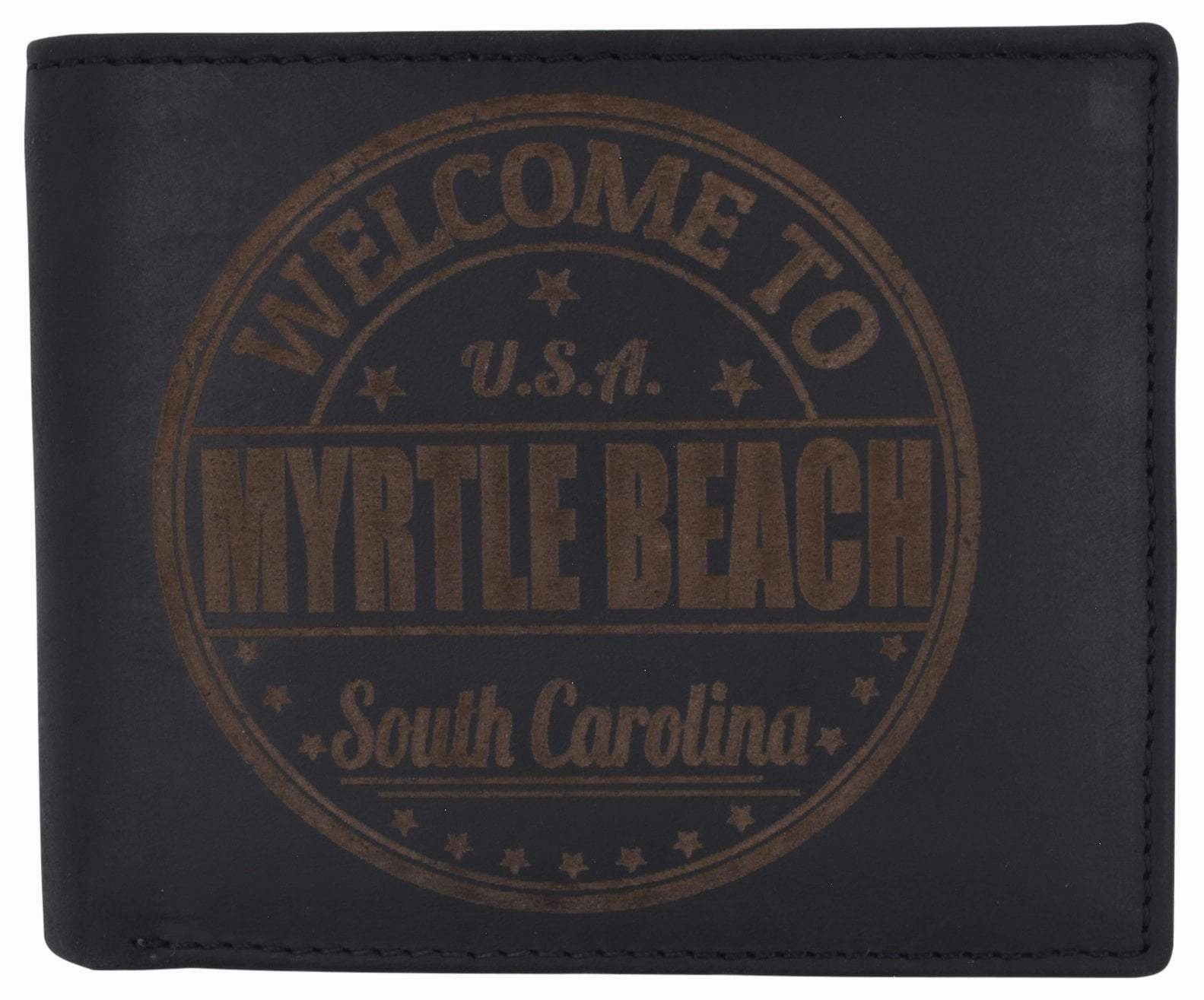 Bifold Mens Rfid Cowhide Leather Myrtle Beach Flap Card/Id Wallet Instant Hot Deal Todays Best Deal