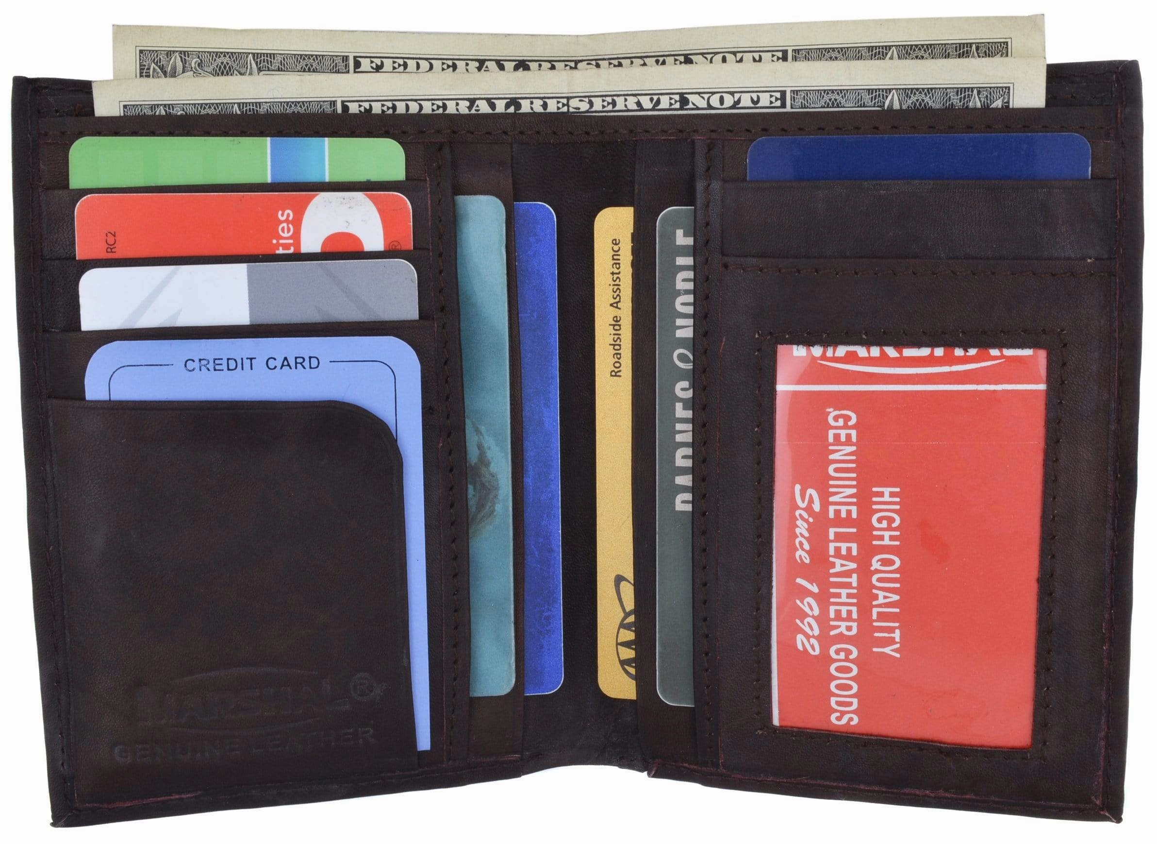 Genuine Leather Tall Bifold Card Id Holder Wallet 739 Cf Big Price Drop
