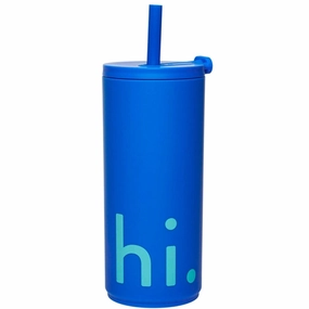 Design Letters Travel Drinking Cup With Straw Blue Limited Time Discount Today Only Discount
