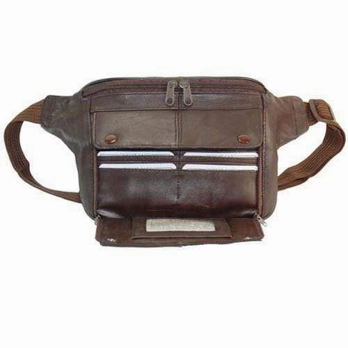 Best Deal Alert Genuine Leather Zippered Fanny Pack Card Holder 031 (C)