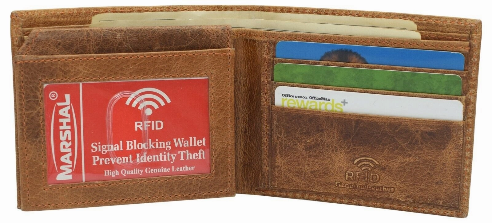 Rfid Blocking Genuine Hunter Leather Men'S Bifold Logo Debossed Wallets Dont Miss This Offer