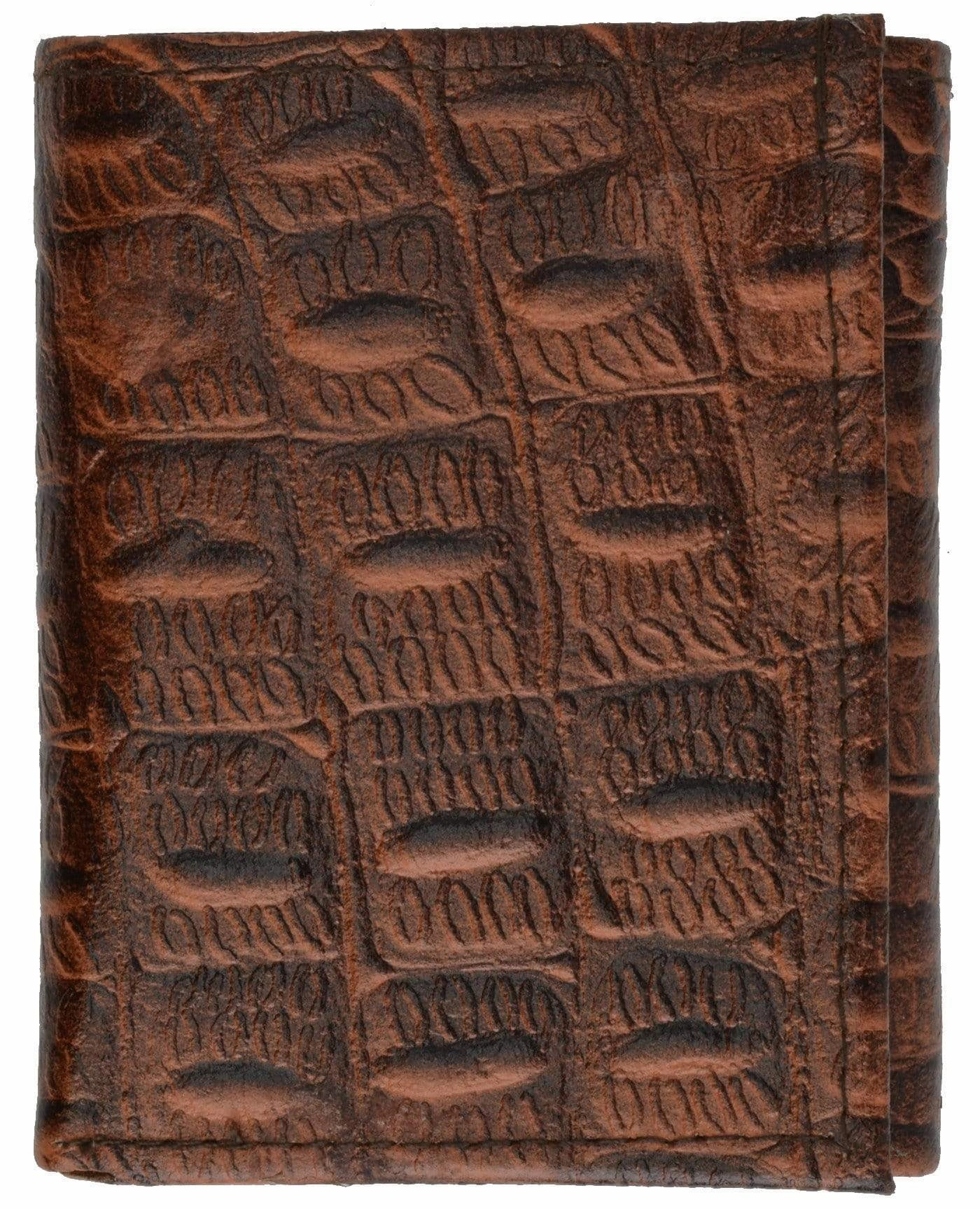 Alligator Print Cowhide Leather Trifold Wallet With Id Window & Credit Card Slots 71107 Cr Limited Time Sale Trending Savings Now