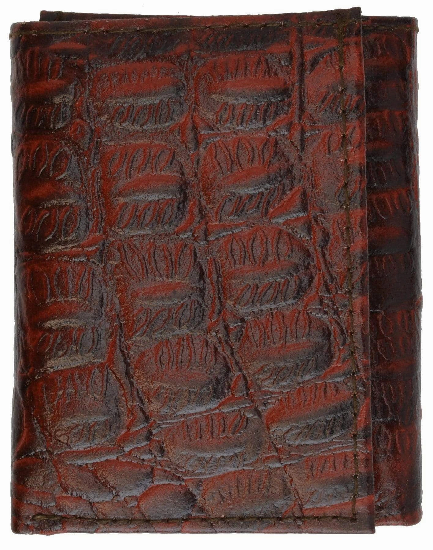 Alligator Print Cowhide Leather Trifold Wallet With Id Window & Credit Card Slots 71107 Cr Special Price Today