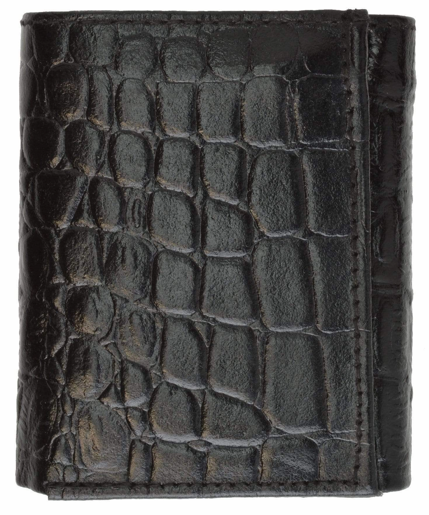 Trendy Picks Today Alligator Print Cowhide Leather Trifold Wallet With Id Window & Credit Card Slots 71107 Cr