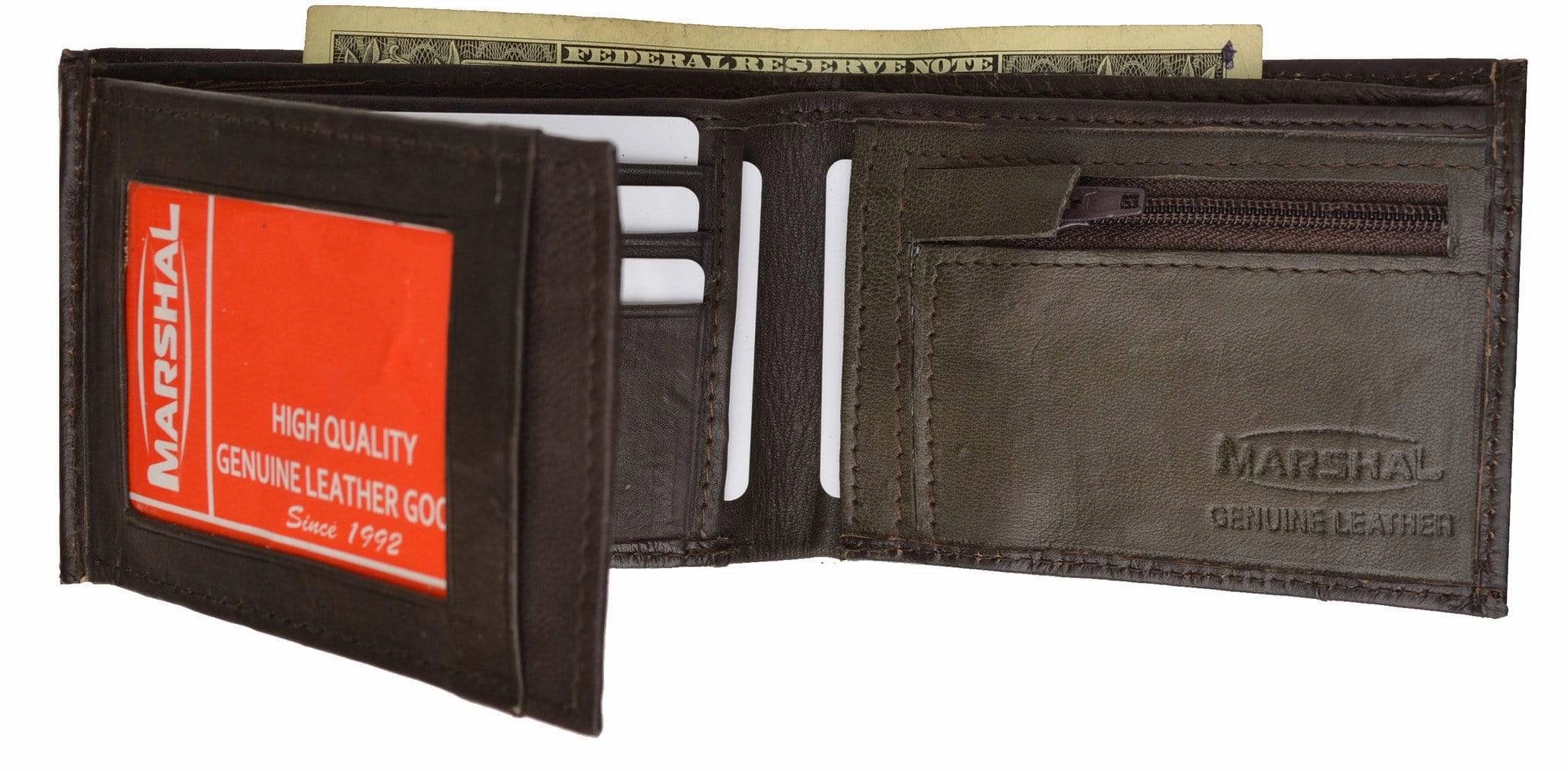 Genuine Leather Mens Bifold Wallet With Change Pocket 1692 Hot Item Clearance