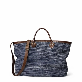 Rrl By Ralph Lauren Beach Bag Tote Large Indigo / Brown Todays Hot Pick