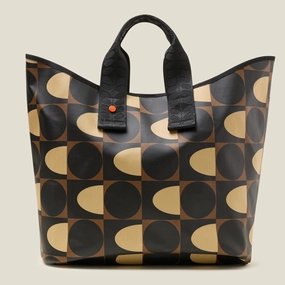 Carryall Large Tote Bag - Spot Square Mocha Best Deal Alert Dont Miss This Offer