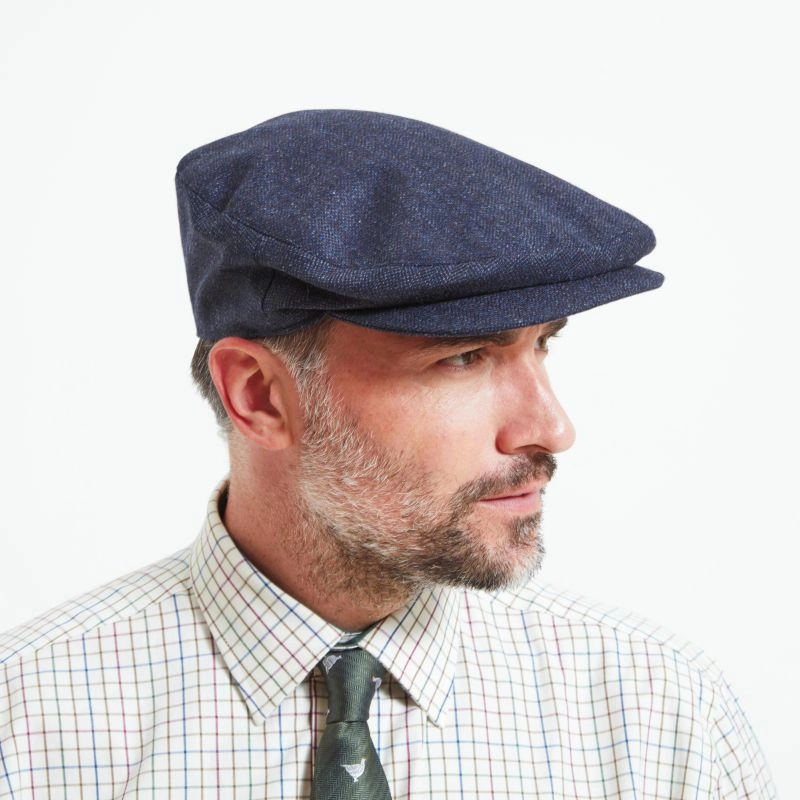 Grab Your Savings Sweet Deal Today Schoffel Ptarmigan Countryman Tweed Flat Cap - Navy Herringbone Tweed