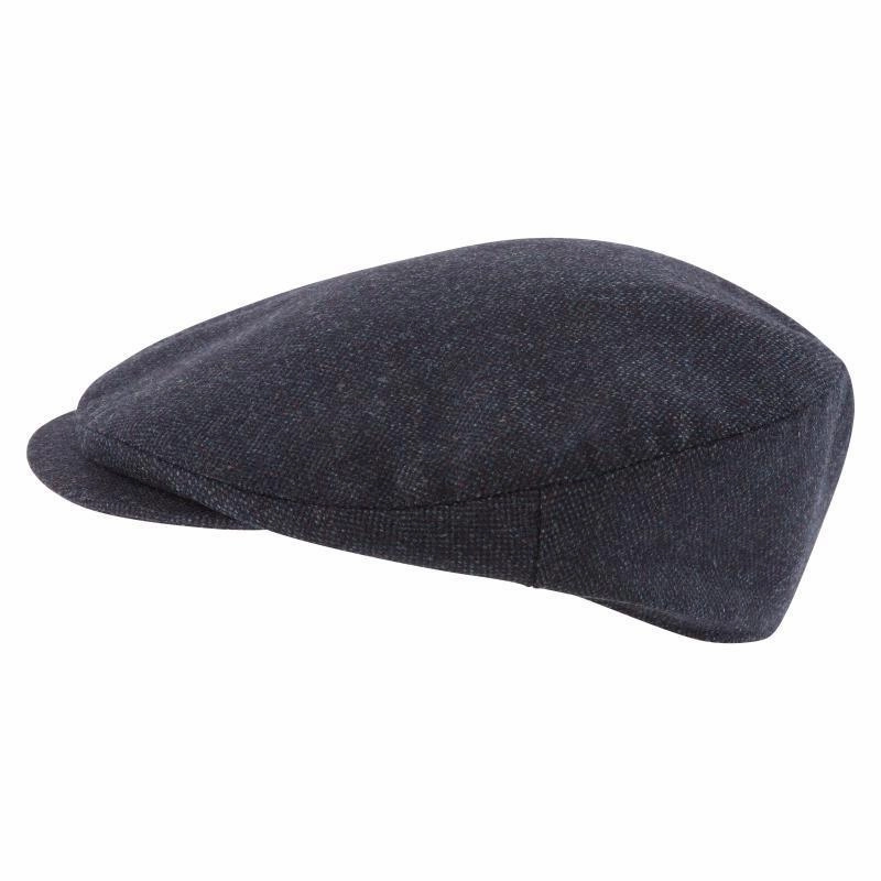 Schoffel Ptarmigan Countryman Tweed Flat Cap - Navy Herringbone Tweed Save Big Online