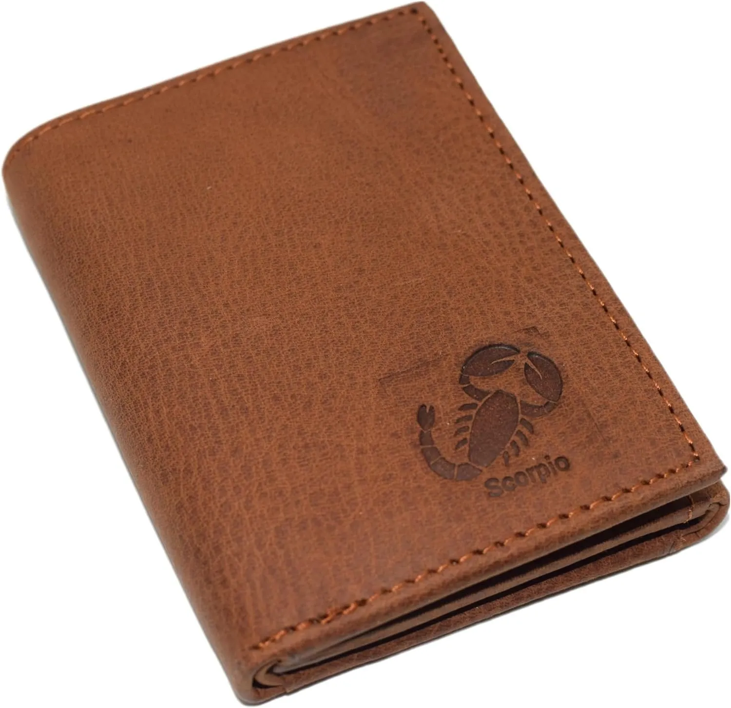 Trending Hot Deal Scorpio Logo Men'S Bifold Trifold Rfid Blocking Real Leather Wallet Scorpion Zodiac Sign (Trifold)