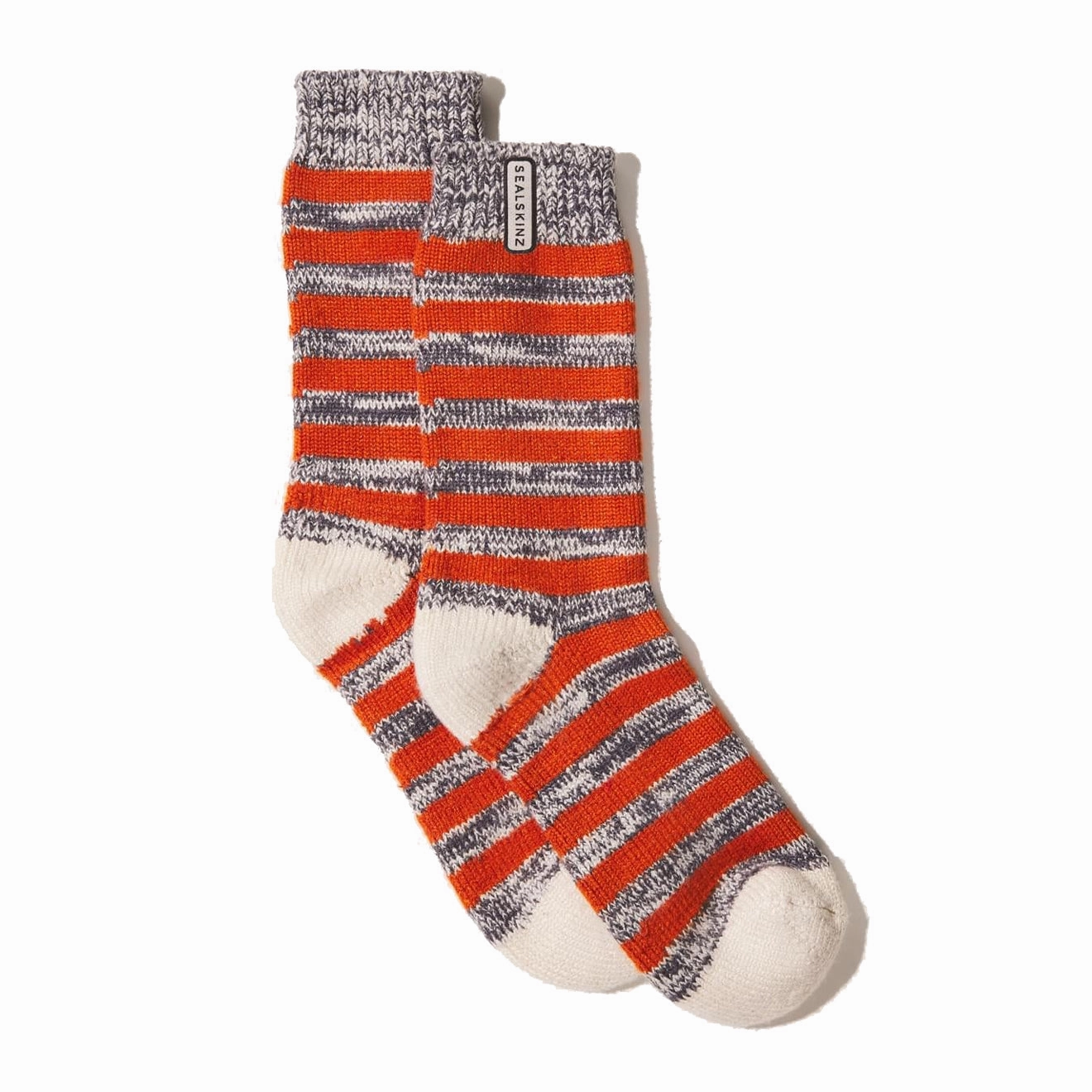 Instant Savings Deal Sealskinz Banham Bamboo Striped Sock Orange / Grey / Cream