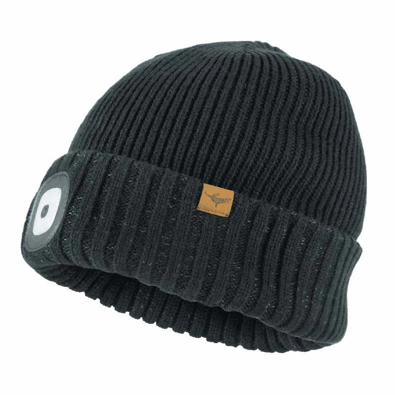 Sealskinz Heydon Waterproof Led Roll Cuff Beanie - Black Big Savings Alert Clearance Blowout