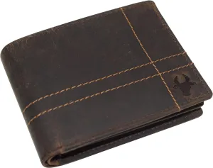 Save Today Event Cazoro Bifold Wallets For Mens Distressed Genuine Leather Rfid Protected Classic Billfold Vintage Wallet For Men (Logo)