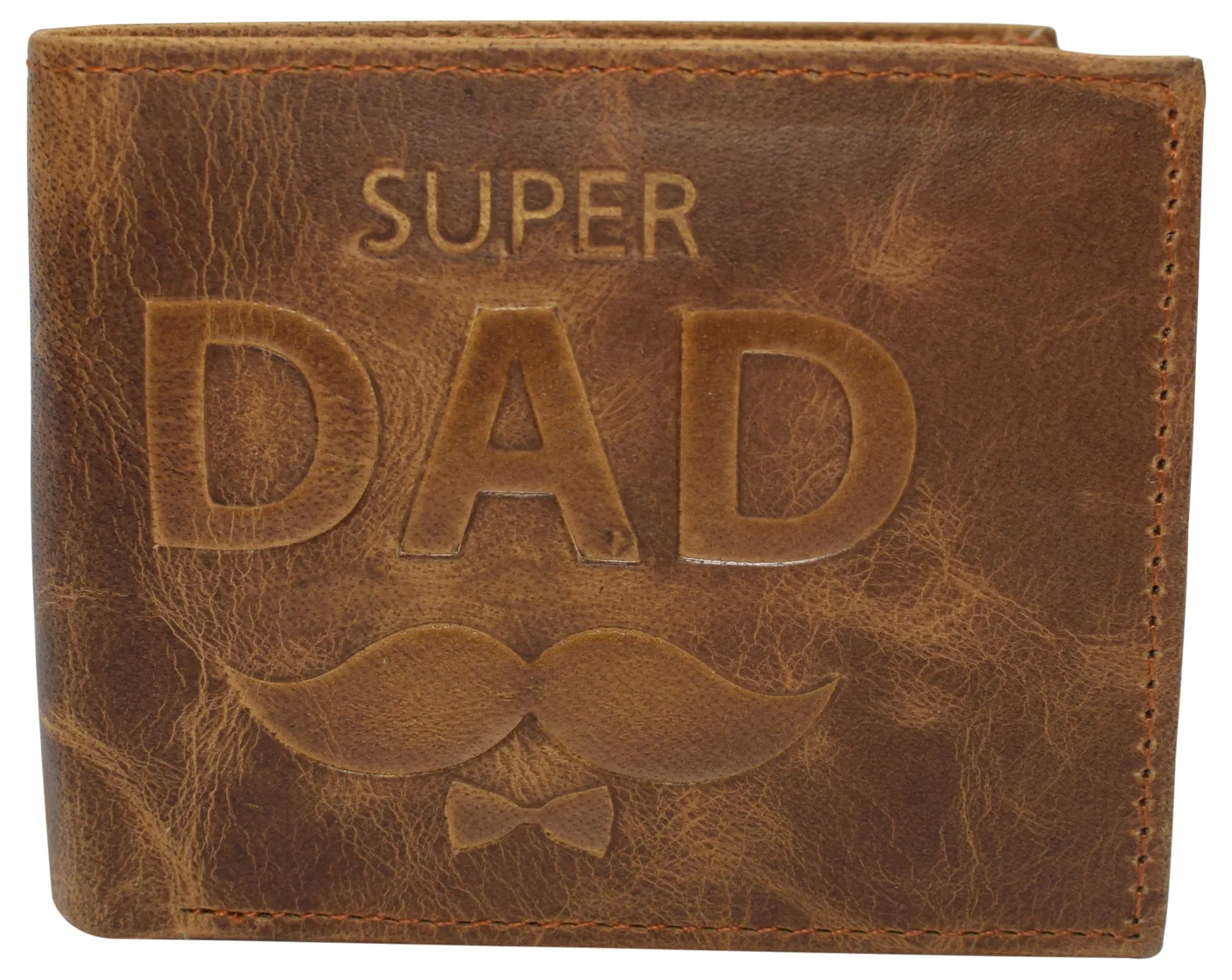 Clearance Event Alert Rfid Blocking Genuine Leather Men'S Bifold Logo Debossed Wallets