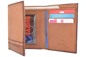 Cazoro Genuine Leather Mens Rfid Blocking Slim Trifold Wallet 8 Cards 1 Id Window 2 Bill Pockets Hot Deal Alert Sweet Deal Today