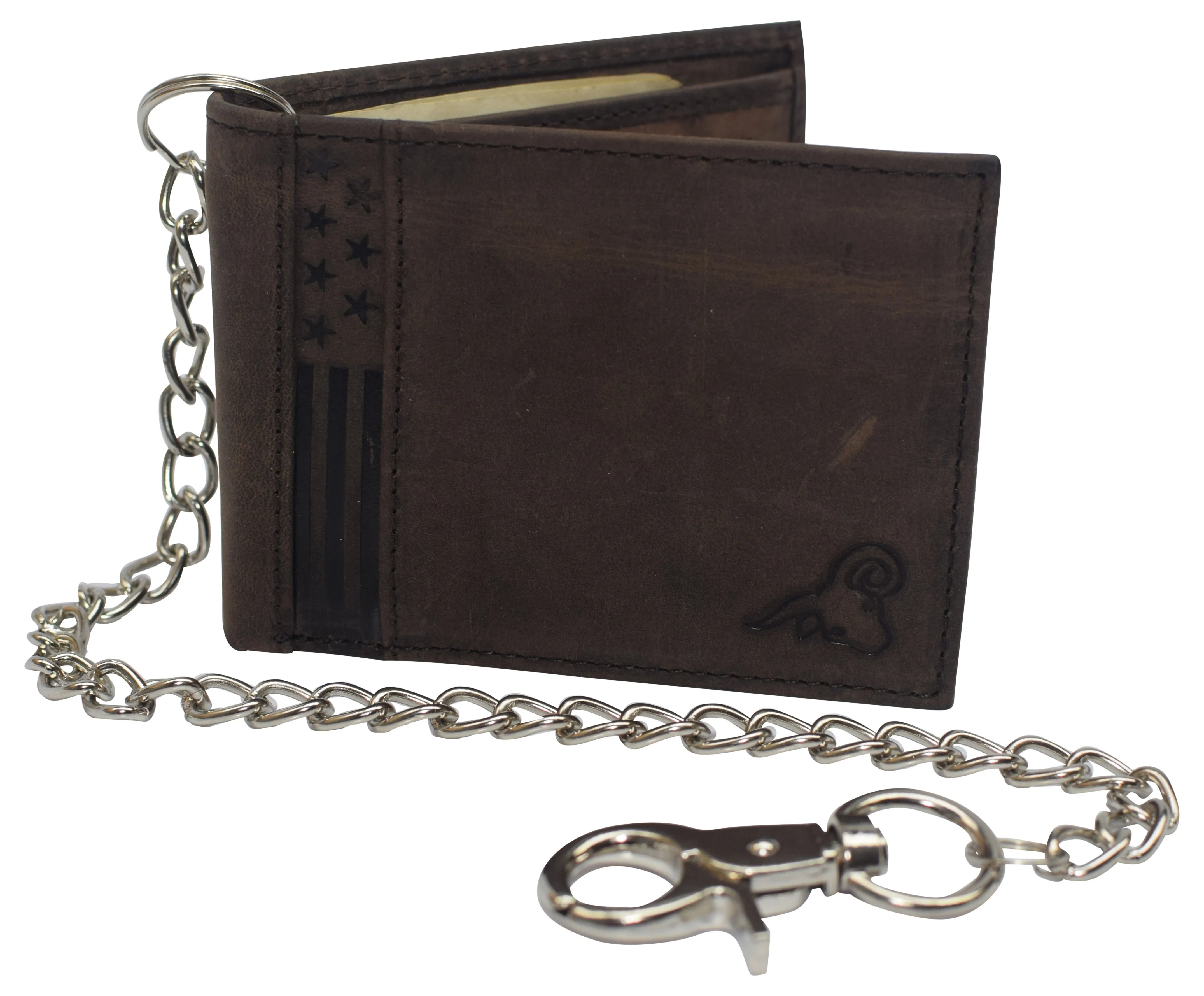 Limited Offer Alert Mens Rfid Blocking Chain Biker Wallet Genuine Leather Bifold Usa Stars & Stripes Design Wallets For Men