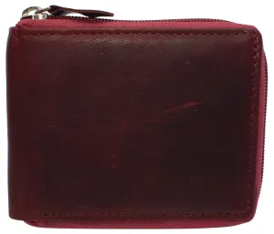 Trending Hot Picks Rfid Men'S Leather Zipper Wallet Zip Around Wallet Bifold Multi Card Holder Purse