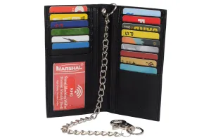 Save Big Online Big Hot Sale Rfid Blocking Chain Wallets For Men Biker Long Bifold Genuine Leather Wallet With Chain