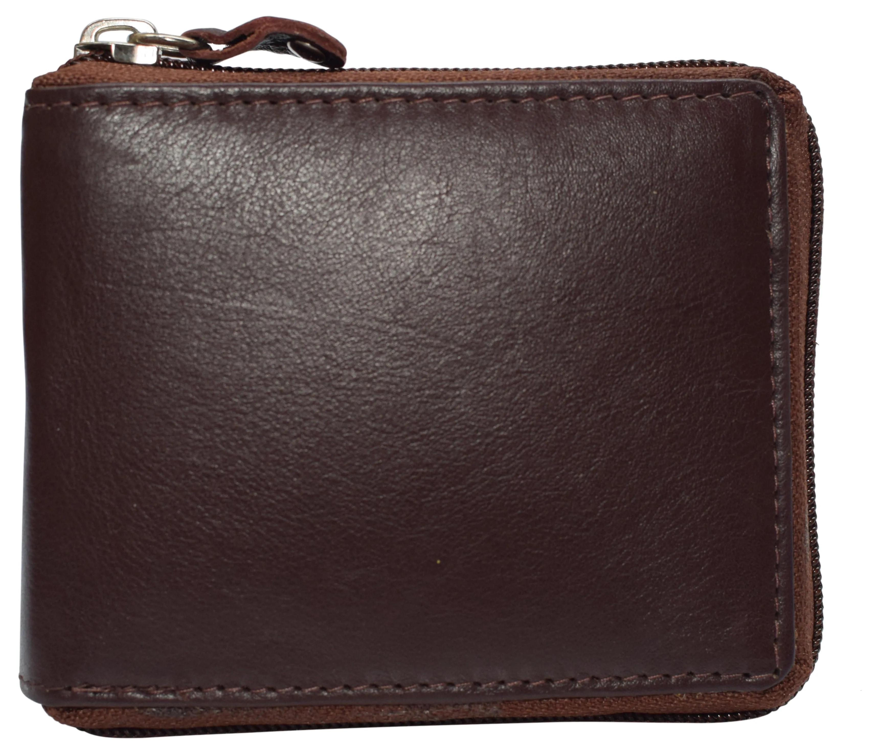 Todays Special Savings Limited Stock Hot Deal Rfid Blocking Mens Zip Around Wallet Cowhide Leather Zipper Bifold