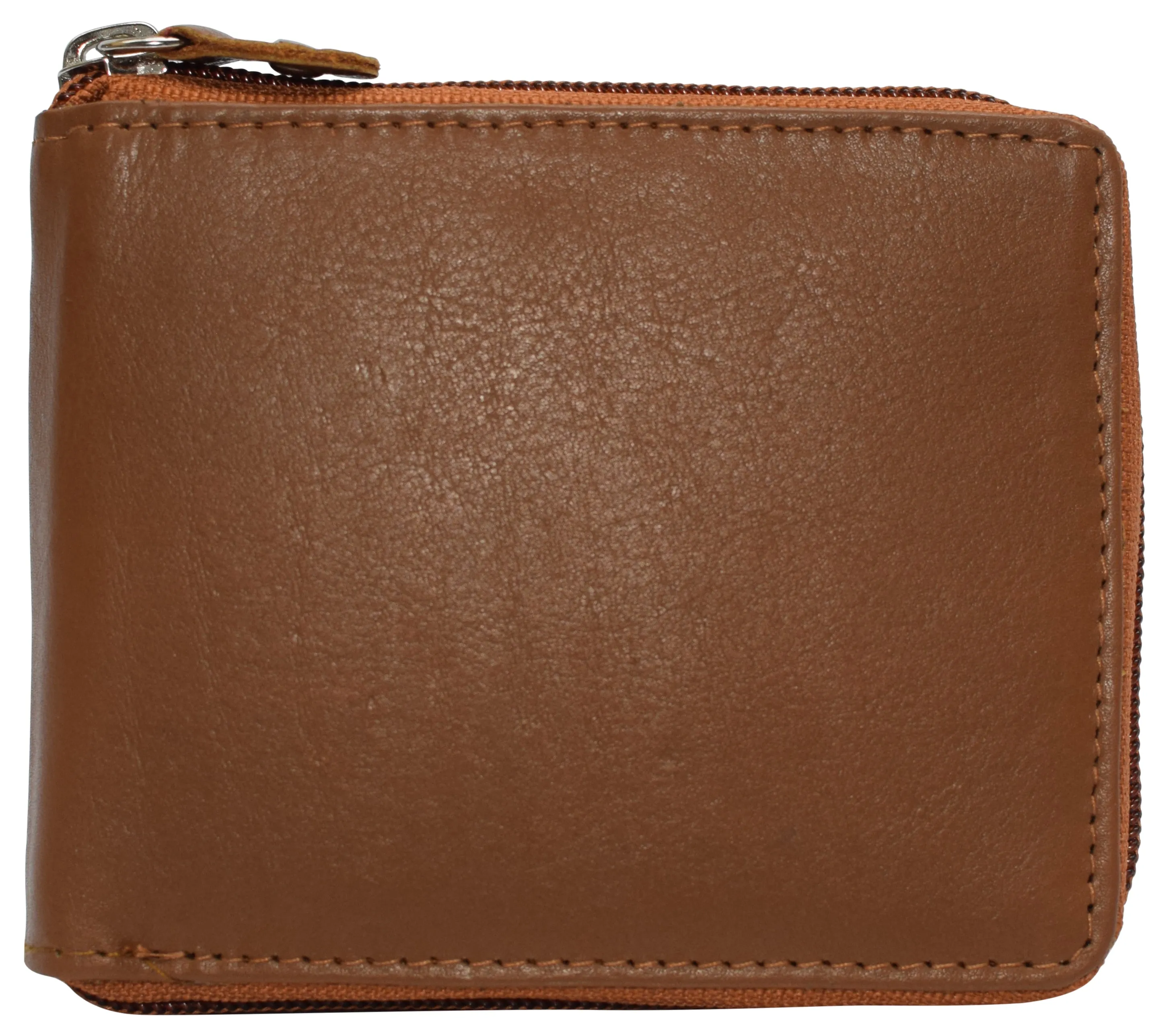 Rfid Blocking Mens Zip Around Wallet Cowhide Leather Zipper Bifold Sweet Deal Inside