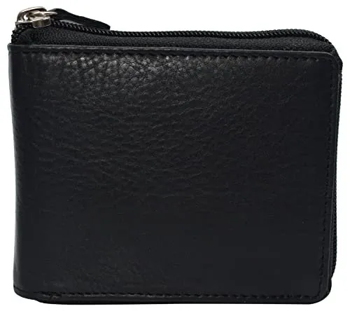 Rfid Blocking Mens Zip Around Wallet Cowhide Leather Zipper Bifold Today Only Offer Exclusive Online Discount