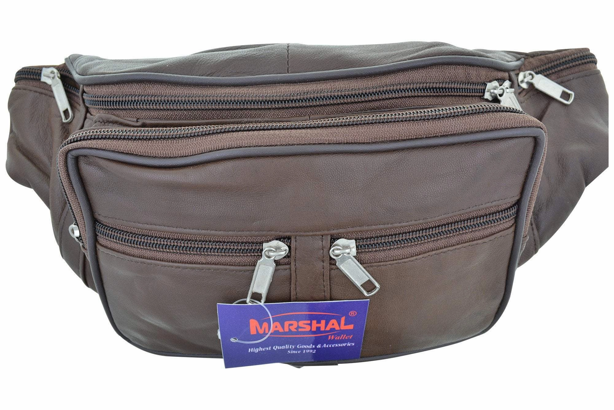 Limited Time Hot Deal Top Grain Black Genuine Leather Waist Bag/Fanny Pack/ Waist Hip Purse 524 (C)