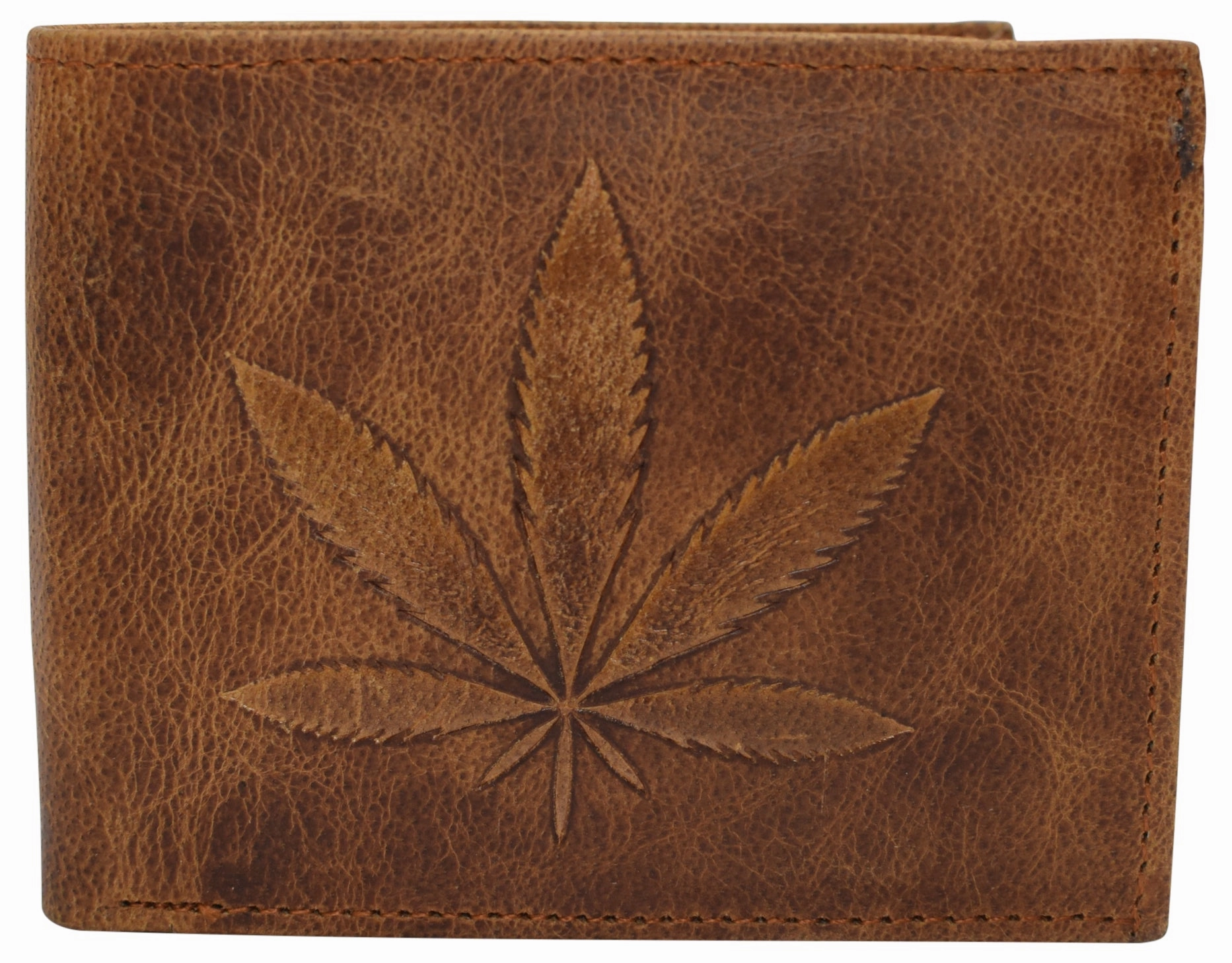 Rfid Blocking Genuine Leather Men'S Bifold Logo Debossed Wallets Trending Now Discount