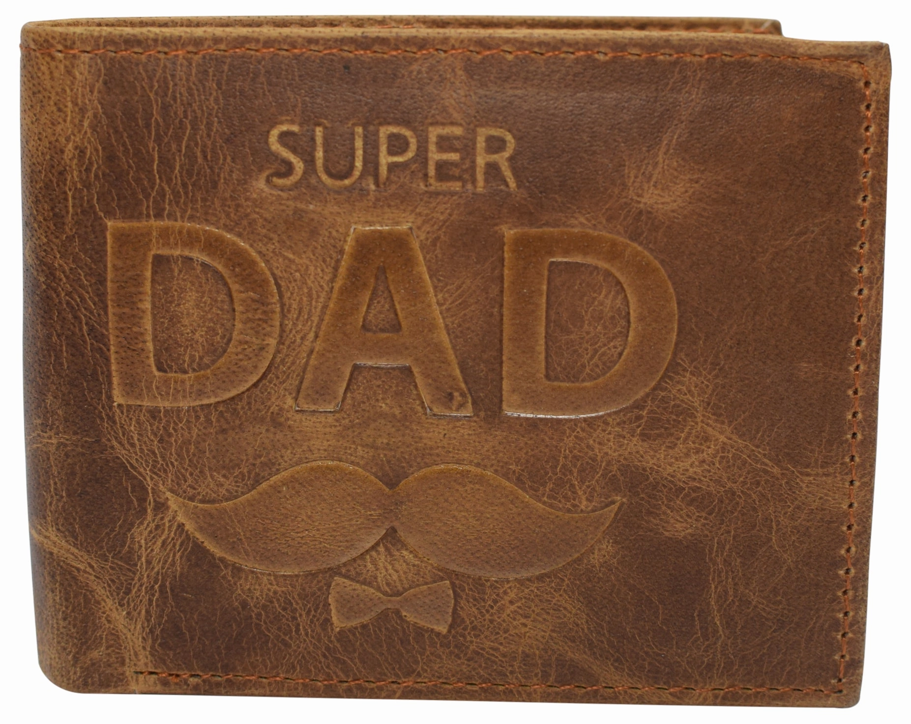 Clearance Event Alert Rfid Blocking Genuine Leather Men'S Bifold Logo Debossed Wallets