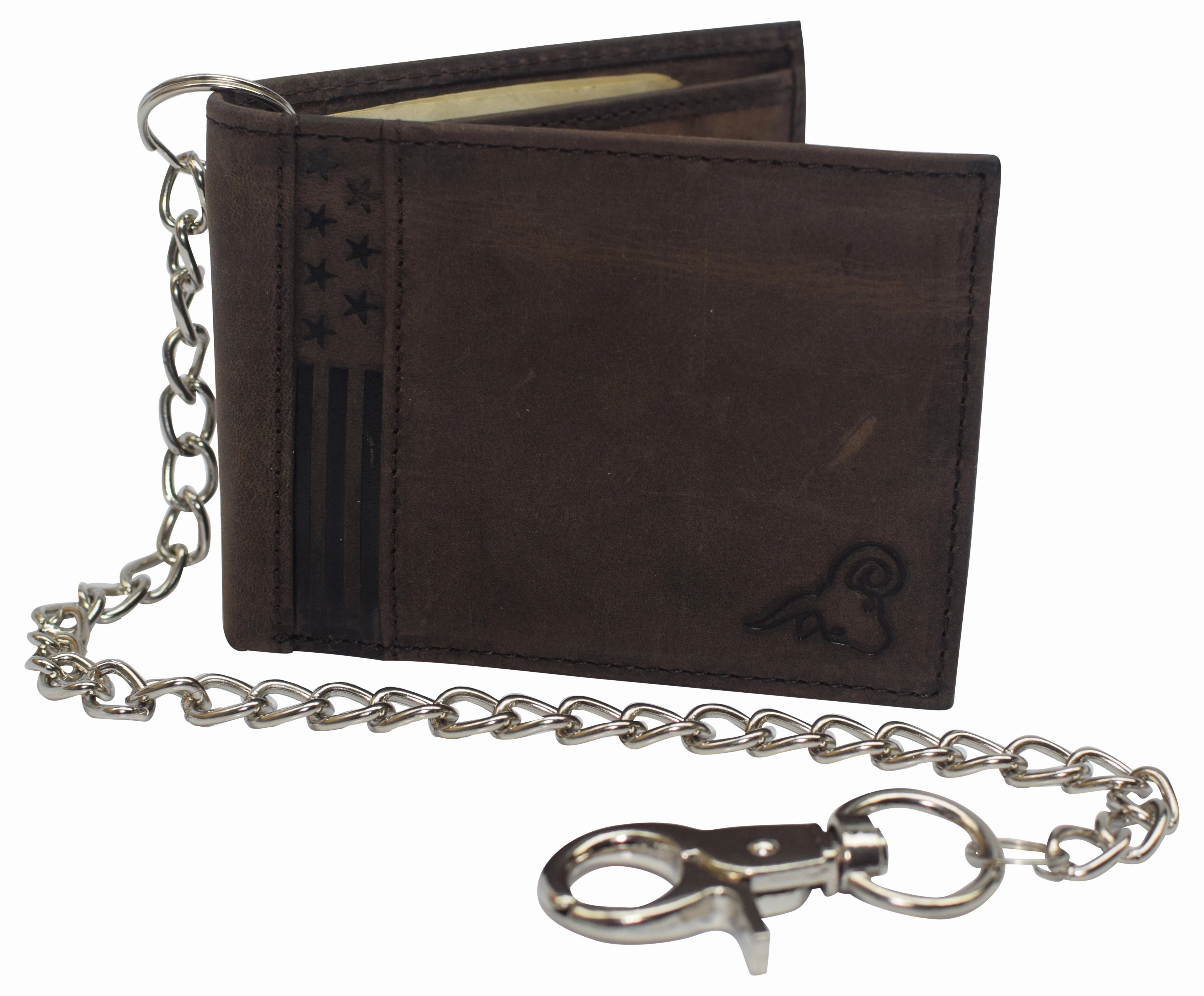Limited Offer Alert Mens Rfid Blocking Chain Biker Wallet Genuine Leather Bifold Usa Stars & Stripes Design Wallets For Men