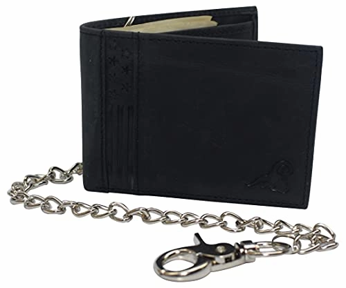 Mens Rfid Blocking Chain Biker Wallet Genuine Leather Bifold Usa Stars & Stripes Design Wallets For Men Hot Offer Frenzy Dont Miss Out