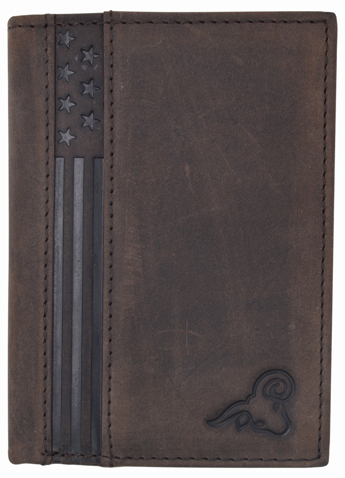 Rfid Protected Mens Leather Wallet Bifold 2 Id Windows Double Bill Sections Usa Stars & Stripes Shop Now Save