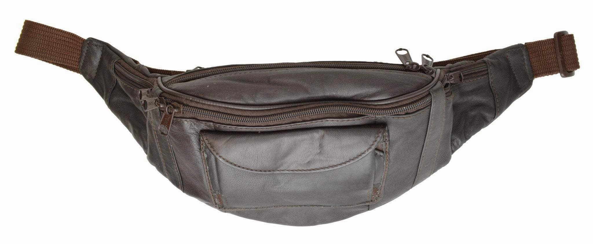 Soft Lamb Leather Fanny Pack Waist Bag With Phone Holder With Adjustable Waist Strap Unisex 048 (C) Instant Savings Inside