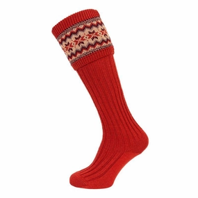 Exclusive Hot Pick William Powell Fairisle Ladies Merino Shooting Socks - Chestnut